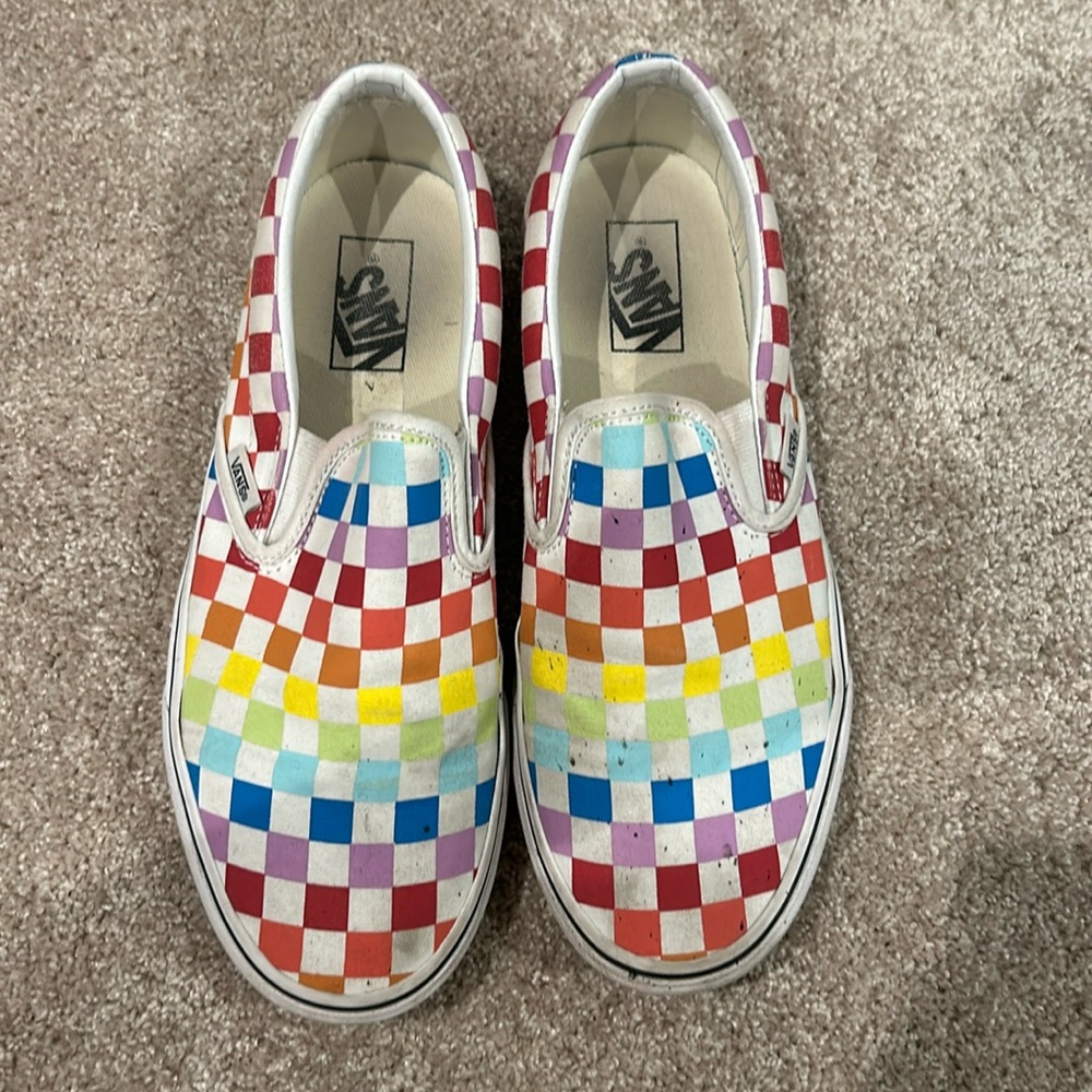 Rainbow checkered Vans